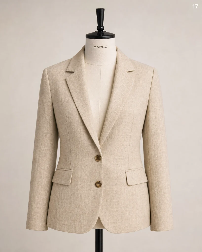 Mango Women's Linen Blazer Beige