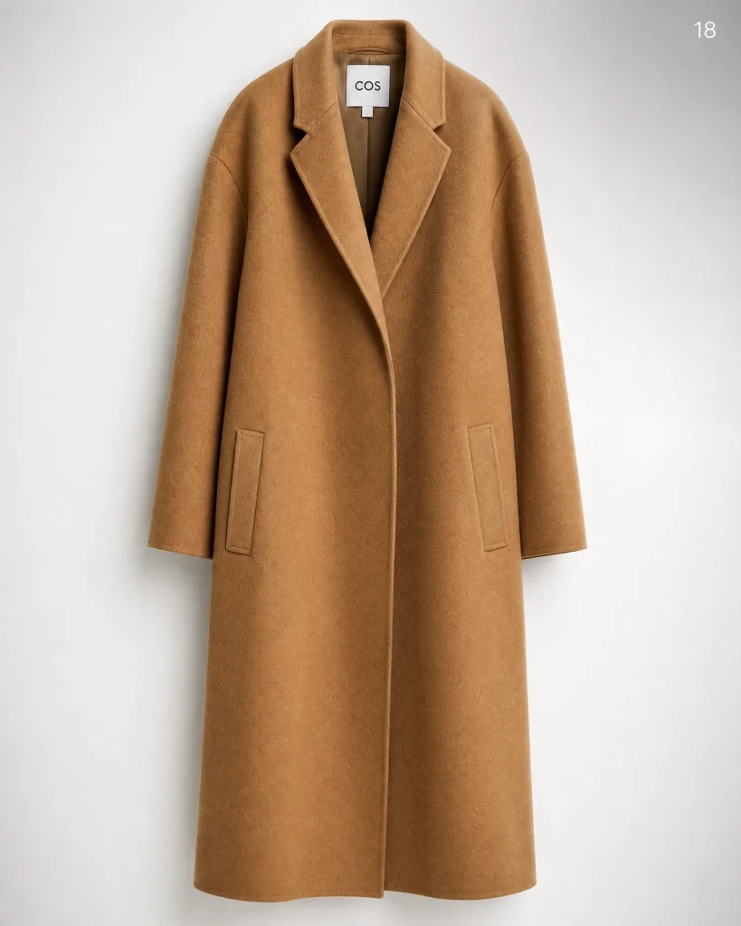 COS Women's Oversized Wool-Blend Coat Camel