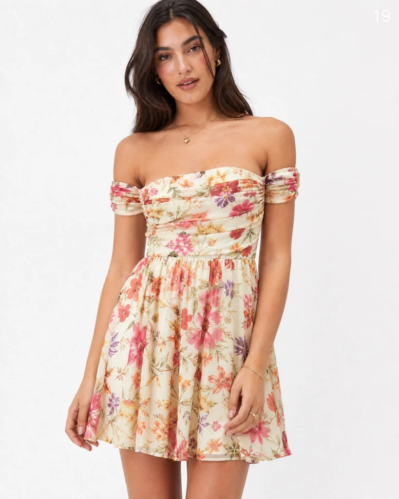 ASOS Design Women's Bardot Mini Dress Floral Print