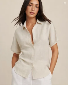 Reformation Women's Linen-Blend Short-Sleeve Button-Down Shirt