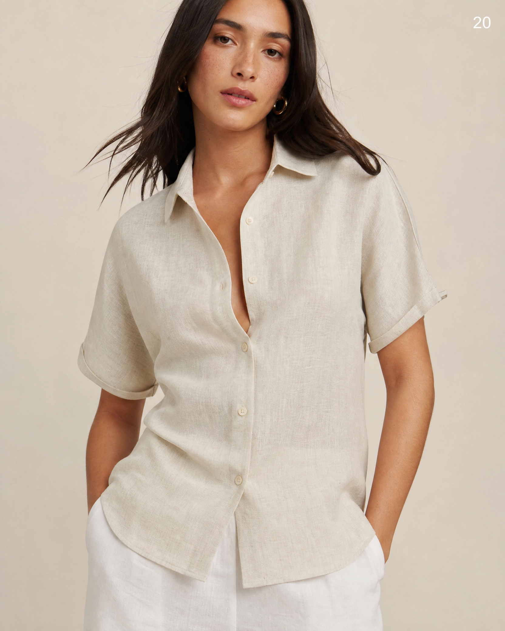 Reformation Women's Linen-Blend Short-Sleeve Button-Down Shirt