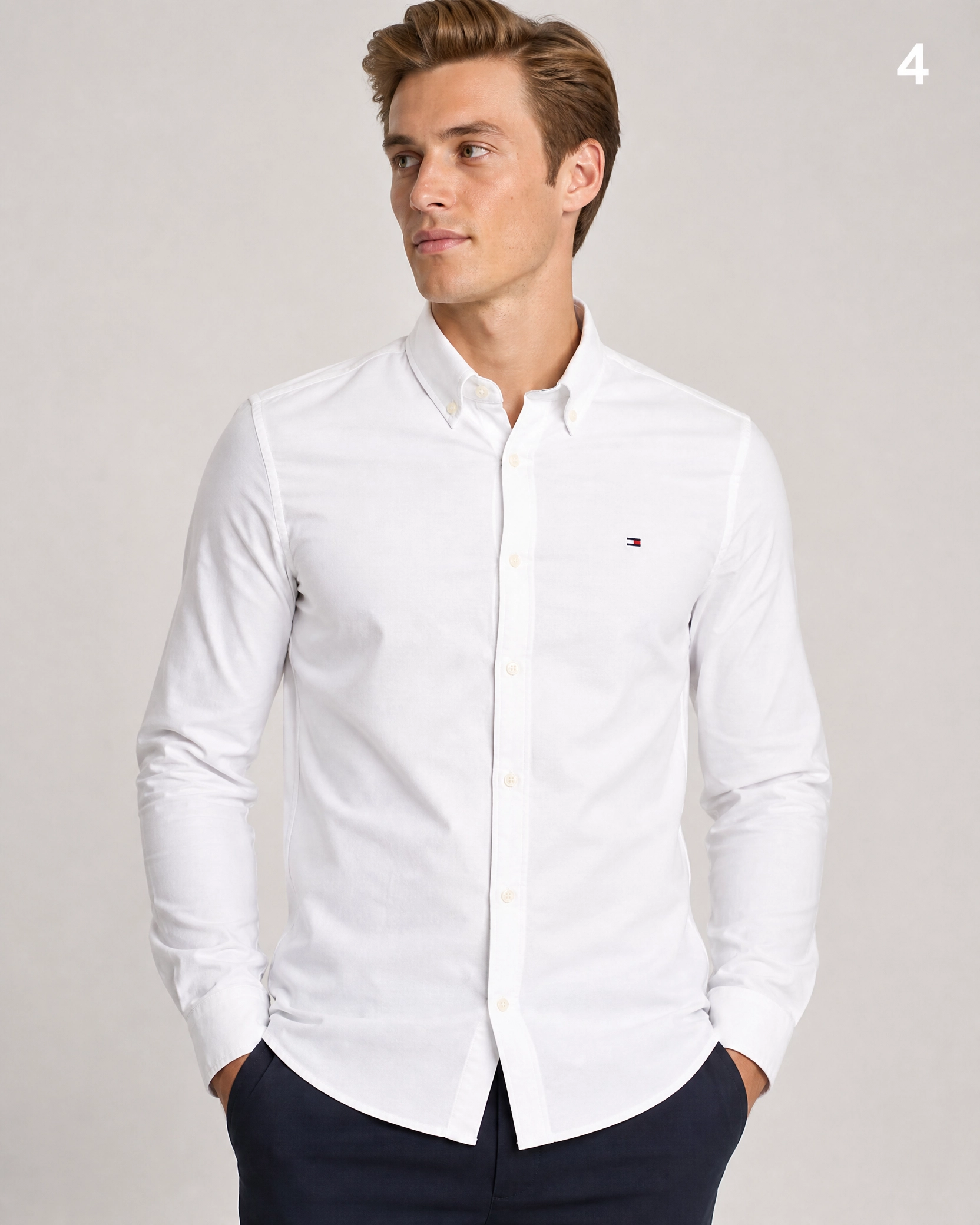 Tommy Hilfiger Men's Slim Fit Oxford Shirt White